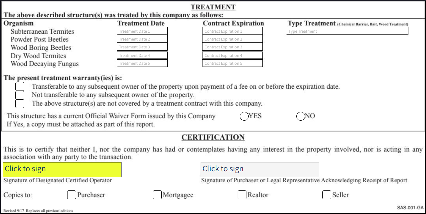 Regulatory Form Georgia Wood Infestation Inspection Report Field Mapping