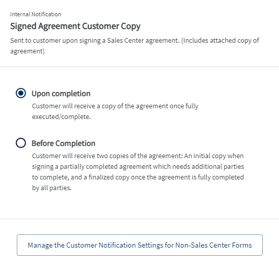 Sales Center: Setting up Notifications