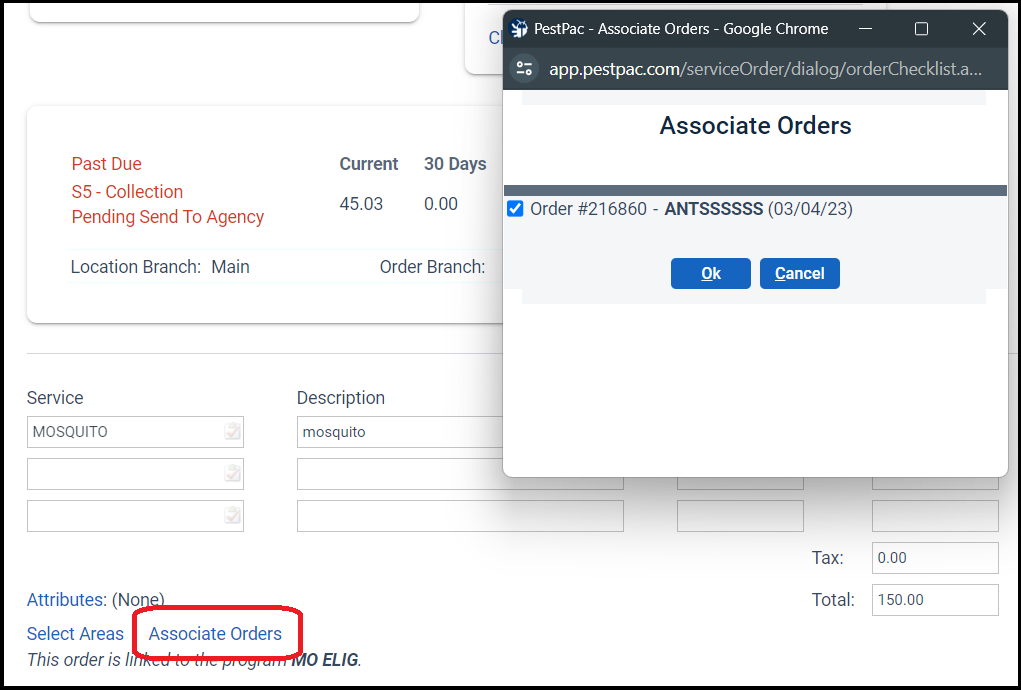Associating Orders: PestPac Desktop