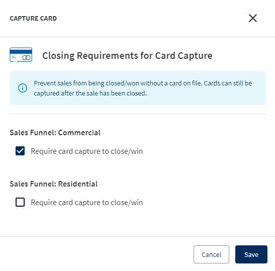 Sales Center: Closing Requirements