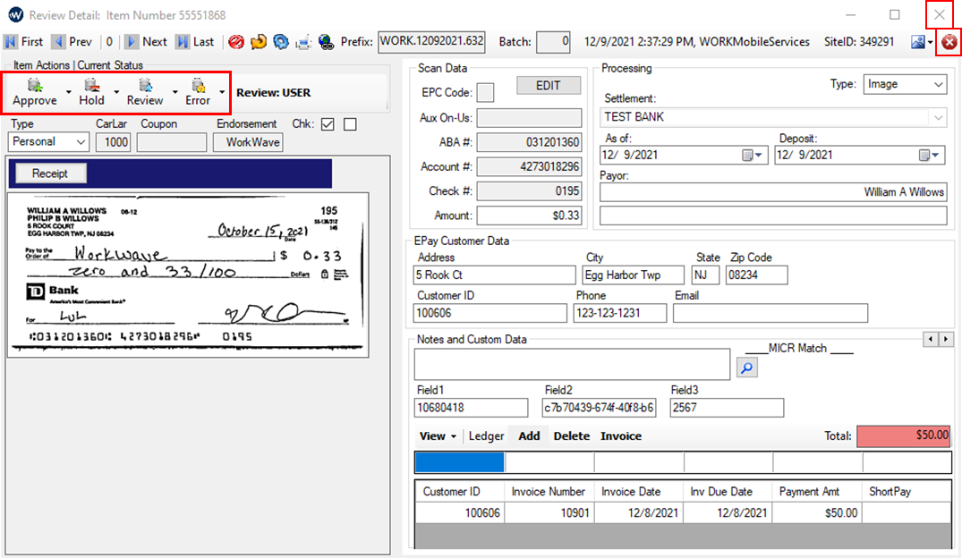 Using the RDC App to Scan, Review, and Process a Check Payment