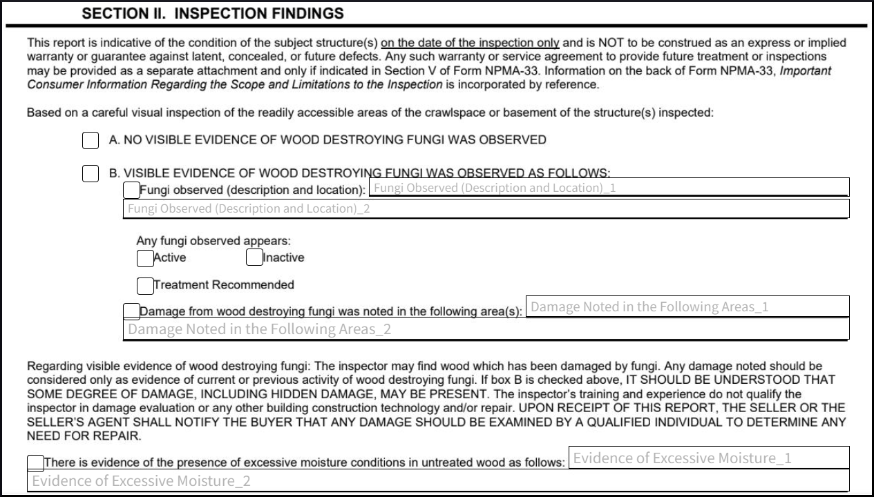 Regulatory Form NPMA-33 Attachment Field Mapping