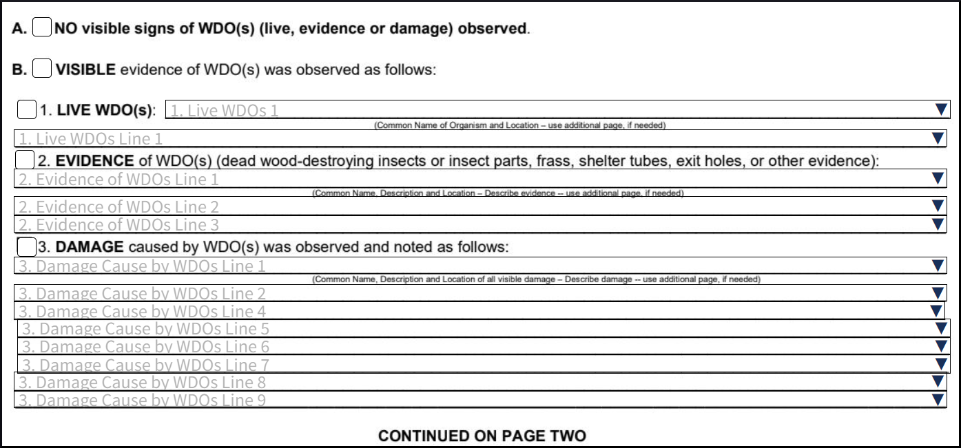 Regulatory Form Florida Wood Destroying Organisms Report Field Mapping